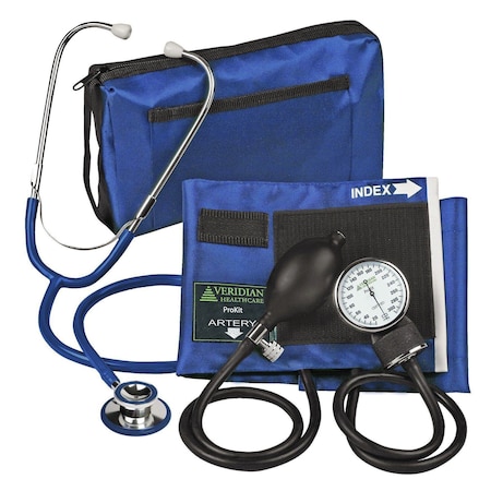 Veridian Healthcare ProKit Aneroid Sphygmomanometer With Dual-Head Scope, Adult, Navy Blue 02-12702